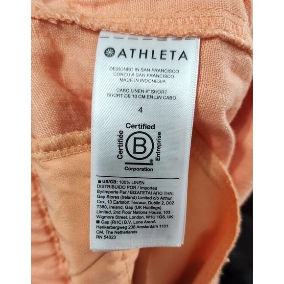 ATHLETA CABO Pull on Drawstring Linen 4" Shorts Cactus Peach Coral Size 4 - Picture 8 of 10